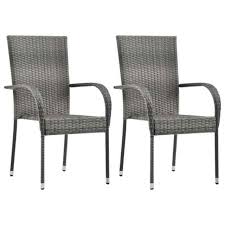 2x stackable outdoor chair grey poly