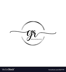 gr initial handwriting logo with circle