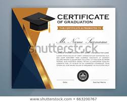 High School Diploma Certificate Template Design Stock Vector