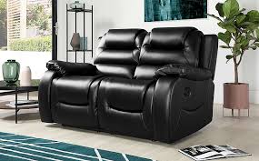 vancouver black leather 2 seater