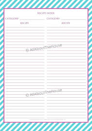 Editable Recipe Binder Sheet Card Recipes Full Page Template