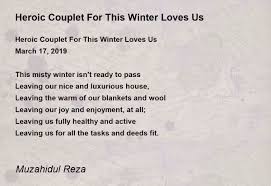 heroic couplet for this winter loves us