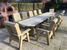 Large Wooden Garden Table And Chairs