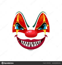 scary clown smiling face vector icon