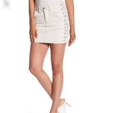 A L C Laced Denim Mini Skirt Nwt
