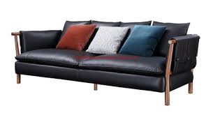 hotel italy design black leather sofa