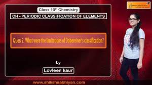 Q2 What were the limitations of Dobereiner's classification | CBSE Class 10  Chemistry - YouTube