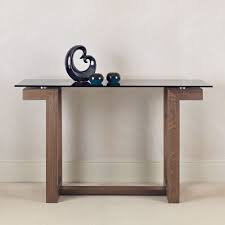 primo oak glass console table 1 2m