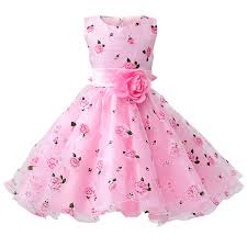 Us 10 6 10 Off Retail Flower Dress Sashes Wedding Party Girl Dress Floral Print Baby Dress First Communion Kids Dresses Size 100 150 L619 In