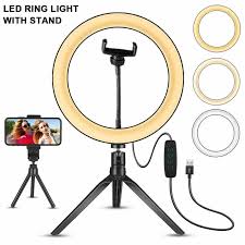 10 Led Lamp Ring Light Dimmable Lighting Kit Selfie Tripod Makeup Youtube Live Ebay