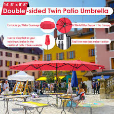 14ft Double Sided Twin Patio Umbrella