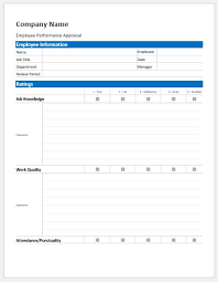 Employee Performance Appraisal Forms For Ms Word Word