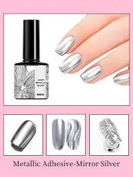 metallic nail polish gel silver 3d