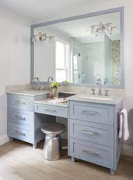 blue dual washstand with makeup vanity