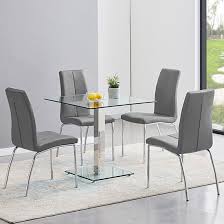 Hartley Clear Glass Dining Table With 4