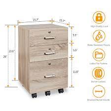 rolling 3 drawer file cabinet with lock