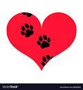 Heart with pawprints Royalty Free Vector Image