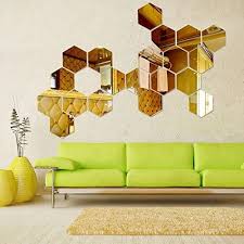 3d Hexagon Wall Decor Sticker Gold