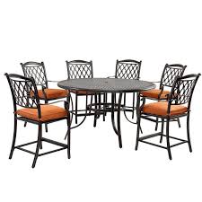 Patio Dining Set With Orange Cushions