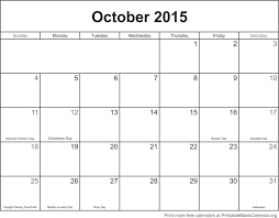 October 2015 Printable Calendar Printable Blank Calendar Org
