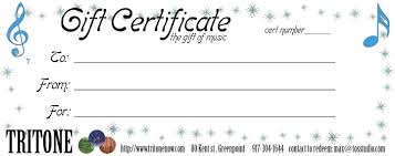 Gift Certificate Tritone A Center For Musical Exploration