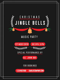 Christmas Jingle Bells Music Party Flyers Invitation Card