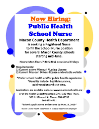 201 monroe street, suite 502. Now Hiring Public Health School Nurse Macon County Health Dept