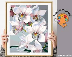 White Orchid Flower Paint By Number Kit