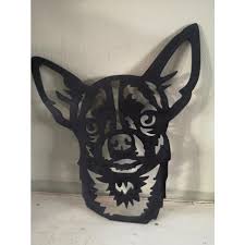 metal pet portrait chihuahua dog