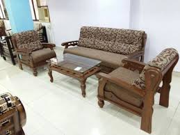 Teak Wood 5 Seater Complete Wooden Sofa Set