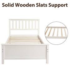 qualfurn white twin size wood platform bed with headboard