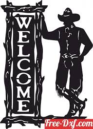 Standing Cowboy Western Welcome Sign