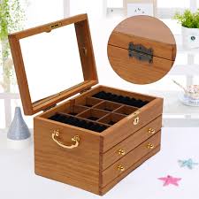 large wooden jewelry box w safe lock 3