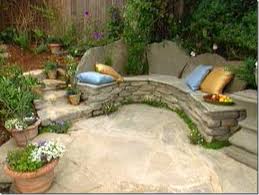 rustic wooden stone garden benches