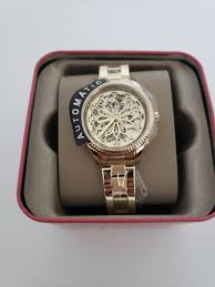 fossil las rye automatic gold tone