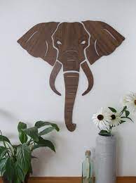 Elephant Head Wooden Wall Art Big Game