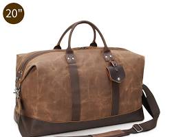 KOOY Canvas Leather Weekender Travel Duffel Bag