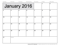 2016 January Calendar Printable January 2016 Printable