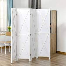 homcom 4 panel folding room divider 5 6 ft tall freestanding privacy screen panels for indoor bedroom office white