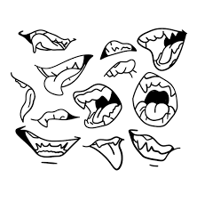 teeth and tongue vector hand drawn