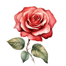 one red rose watercolor ilration