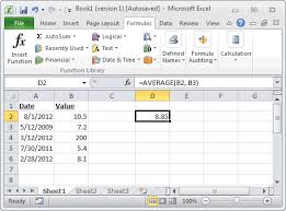 ms excel how to use the average