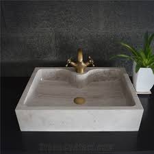 china wooden white marble square basin