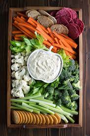 easy veggie tray with dip peas and