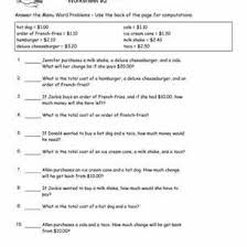 These are shopping math worksheets. Math Word Problem Worksheets For Second Graders