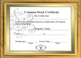 Common Stock Certificate Template Pdf Sample Templates