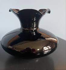 Vintage Black Amethyst Ruffled Glass