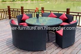 patio round wicker dining table with