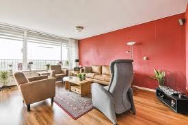Living Room With A Red Accent Wall