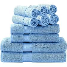 Blue Cotton Bath Towel Set